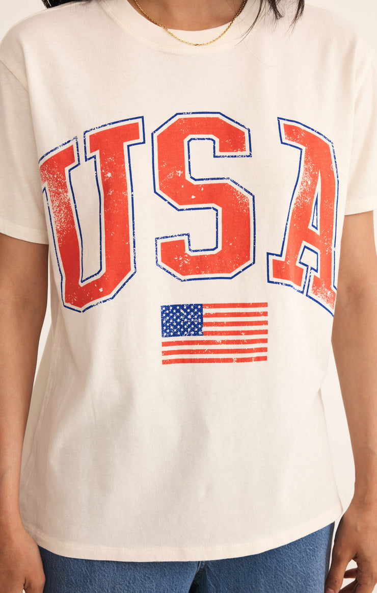 Tops Flag Boyfriend Tee Sea Salt