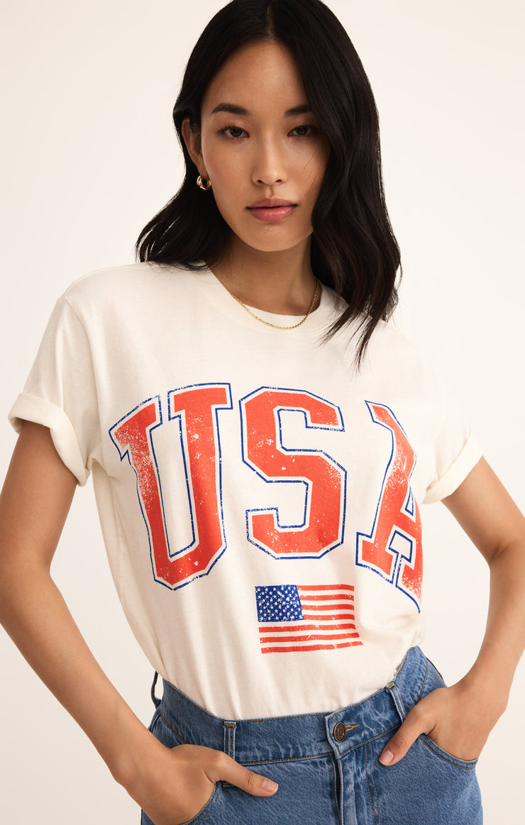 Tops Flag Boyfriend Tee Sea Salt
