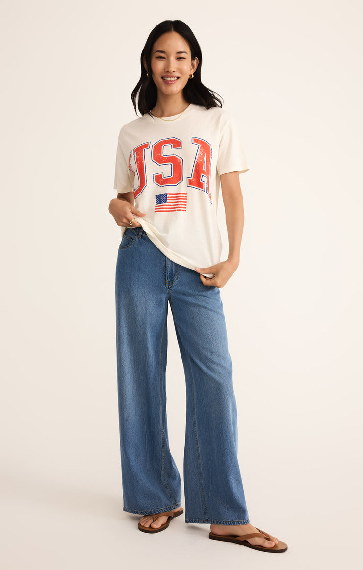 Tops Flag Boyfriend Tee Sea Salt