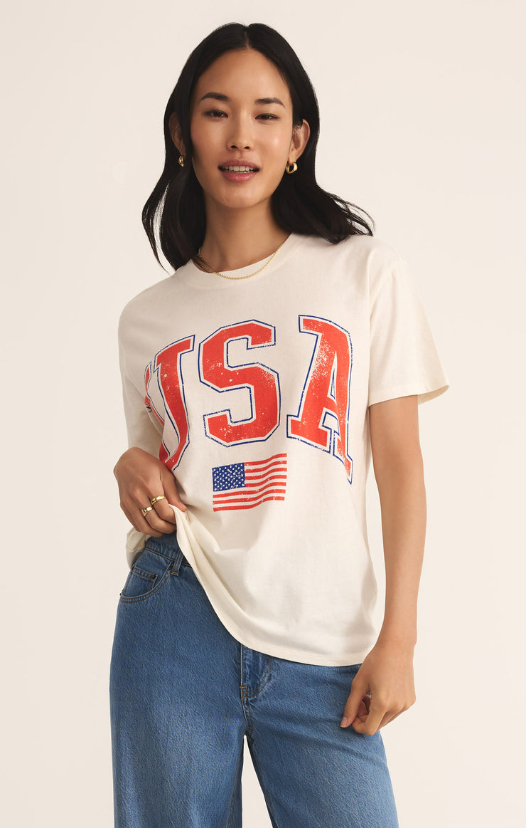 Tops Flag Boyfriend Tee Sea Salt