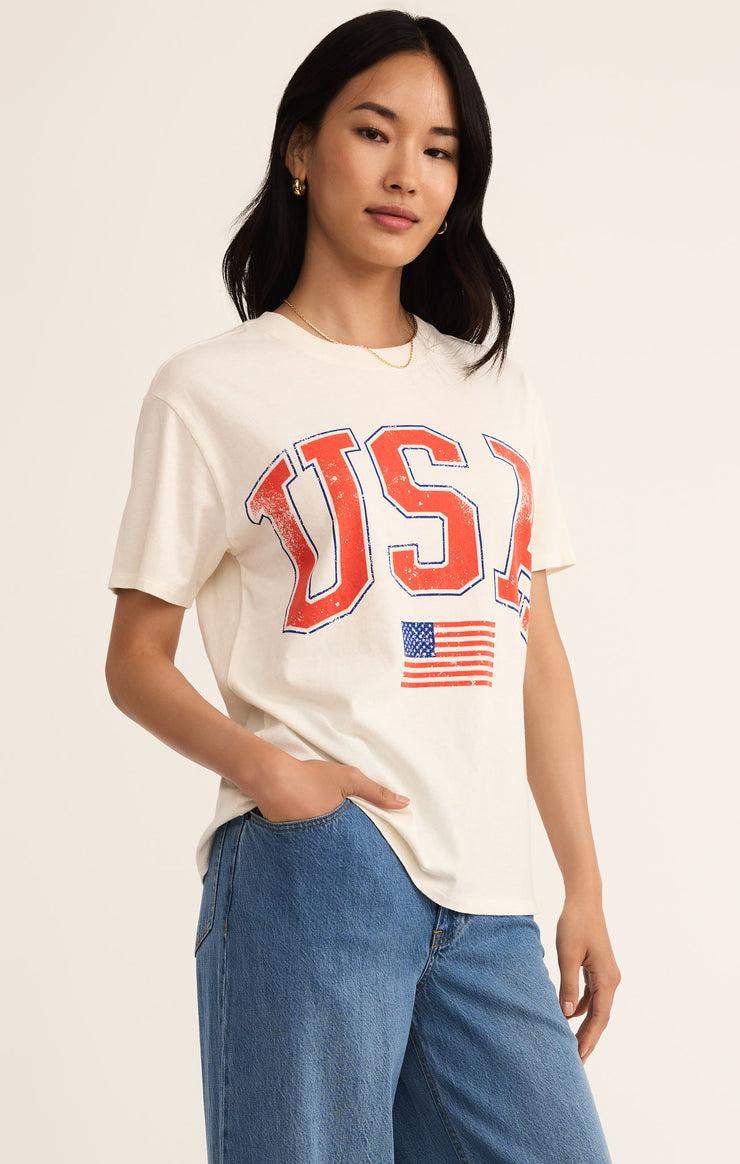 Tops Flag Boyfriend Tee Sea Salt
