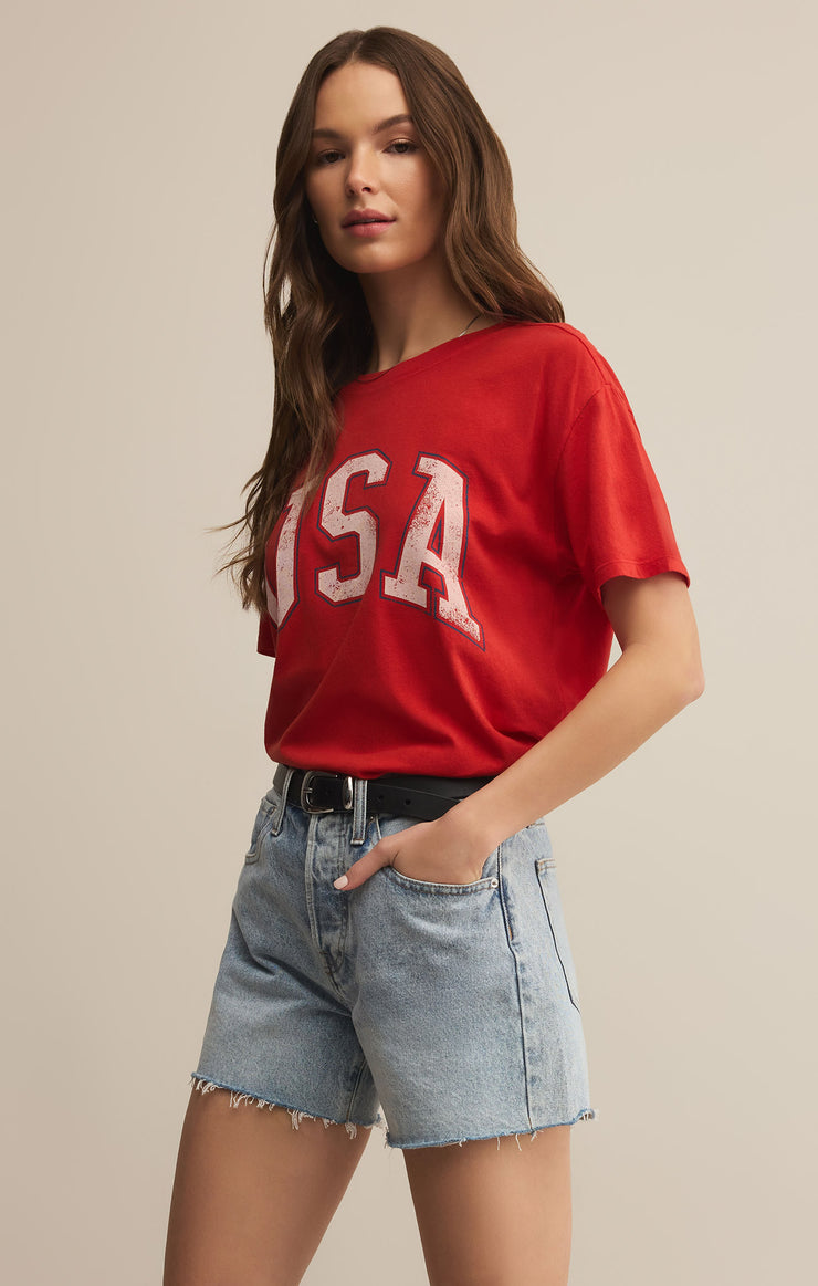 Tops USA Boyfriend Tee Cabana Red