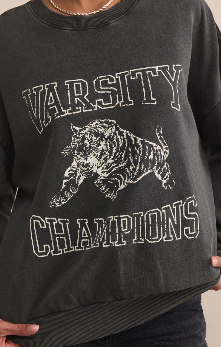 Tops Varsity Sunday Sweatshirt Black Sand