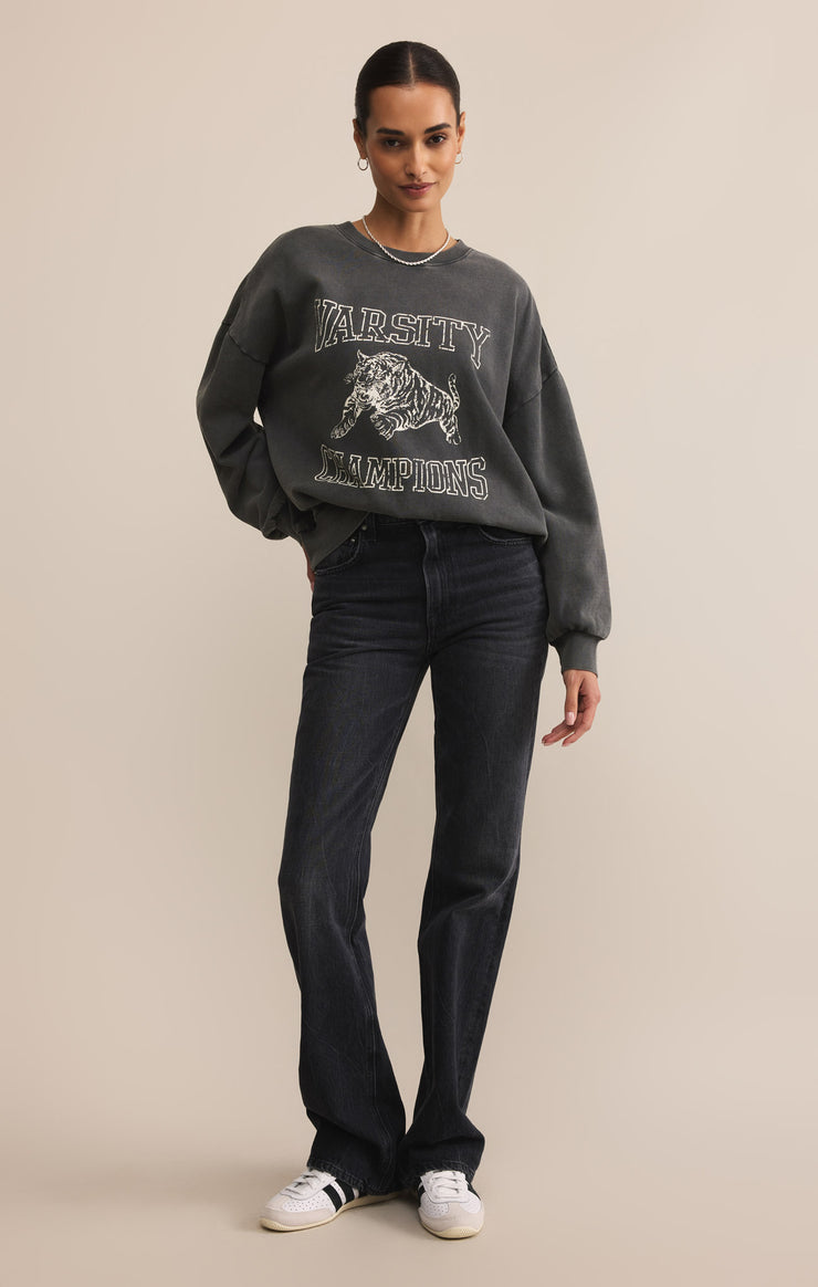 Tops Varsity Sunday Sweatshirt Black Sand