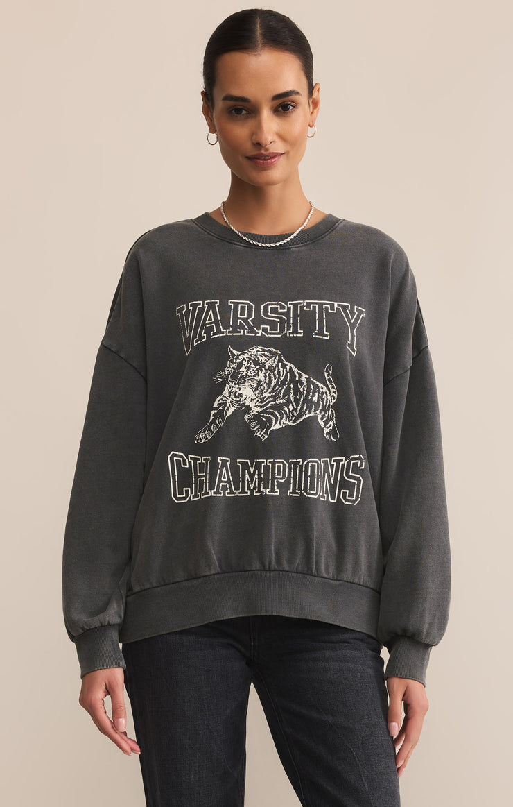 Tops Varsity Sunday Sweatshirt Black Sand