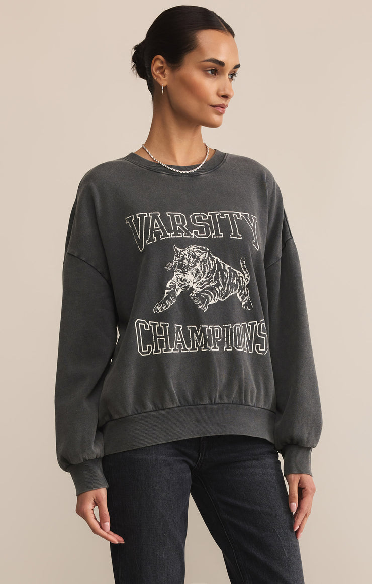 Tops Varsity Sunday Sweatshirt Black Sand