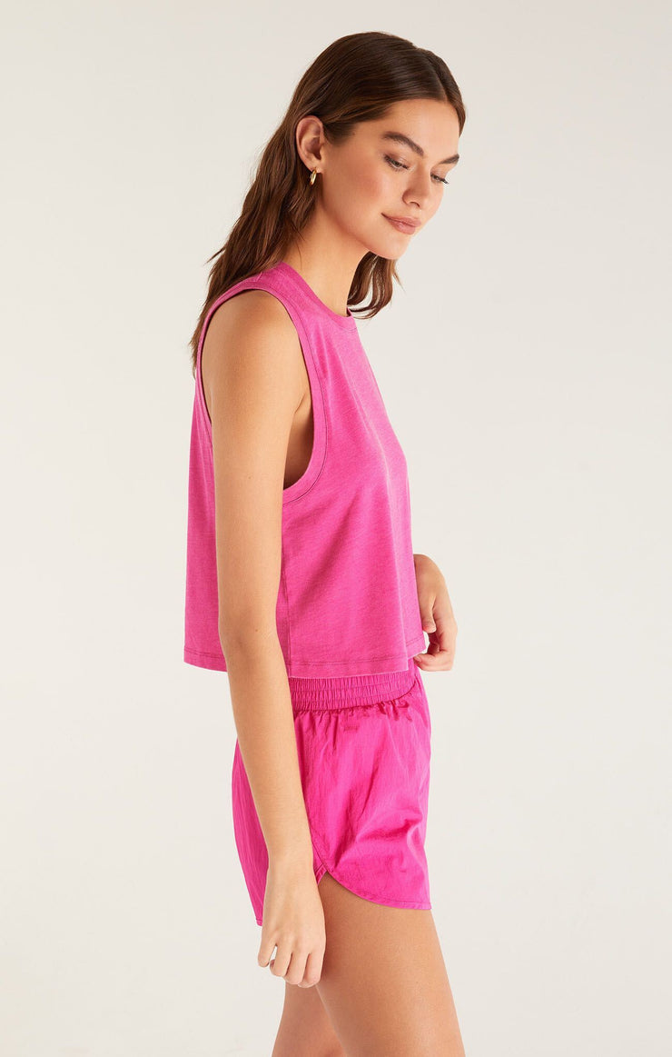 Tops Kick Back Muscle Tank Fiesta Fuchsia