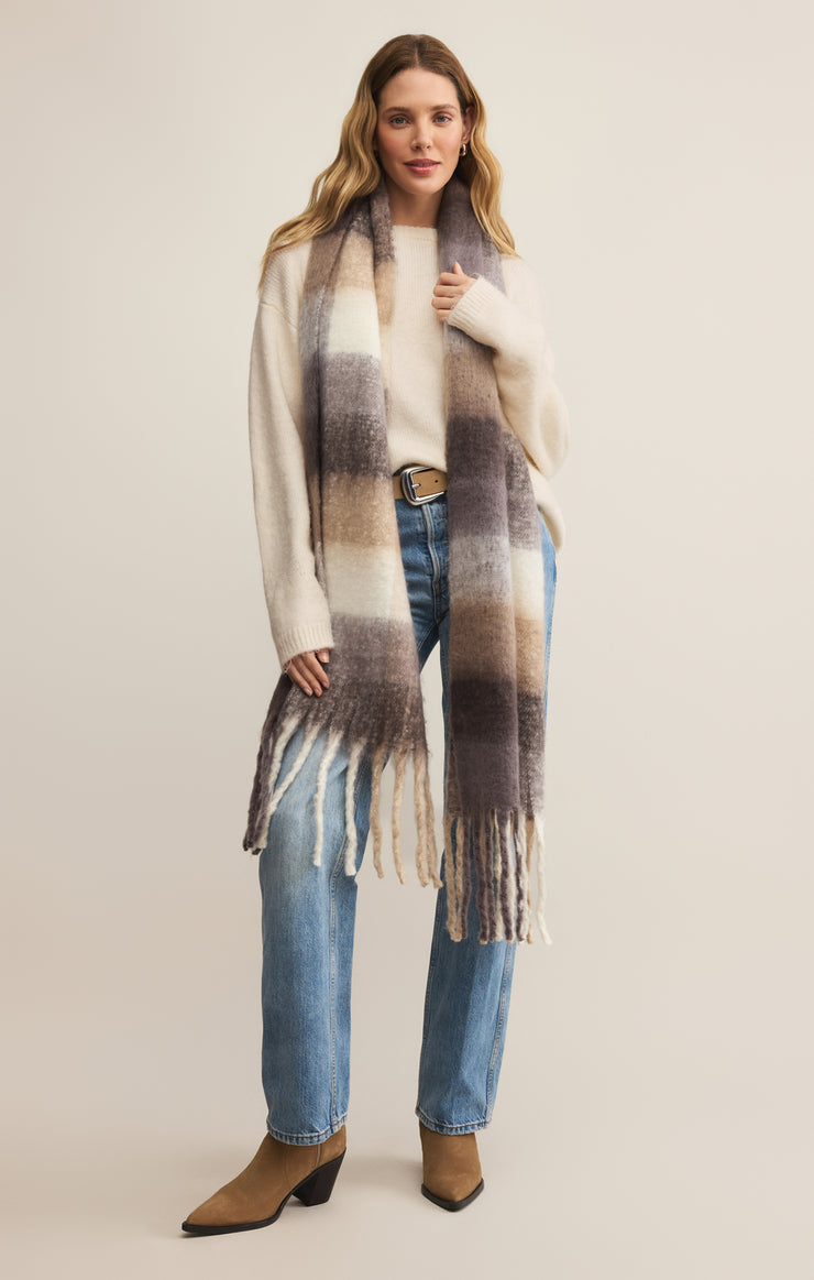 Accessories Plaid I Met You Scarf Warm White