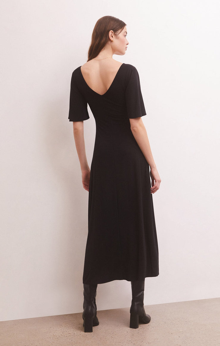 Dresses Kara Flutter Sleeve Midi Dress Black