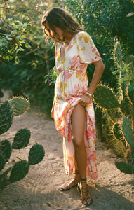 DressesKat Golden Hour Floral Maxi Dress Sandstone