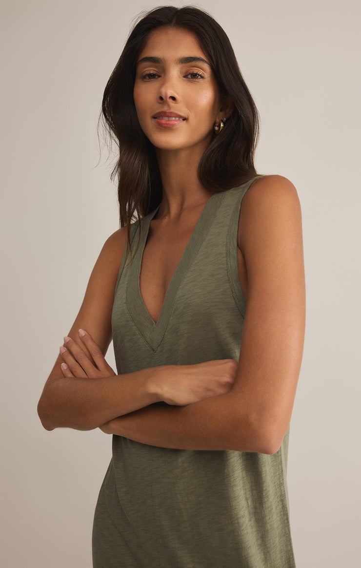 Dresses Coastline Cotton Jersey Midi Dress Avocado