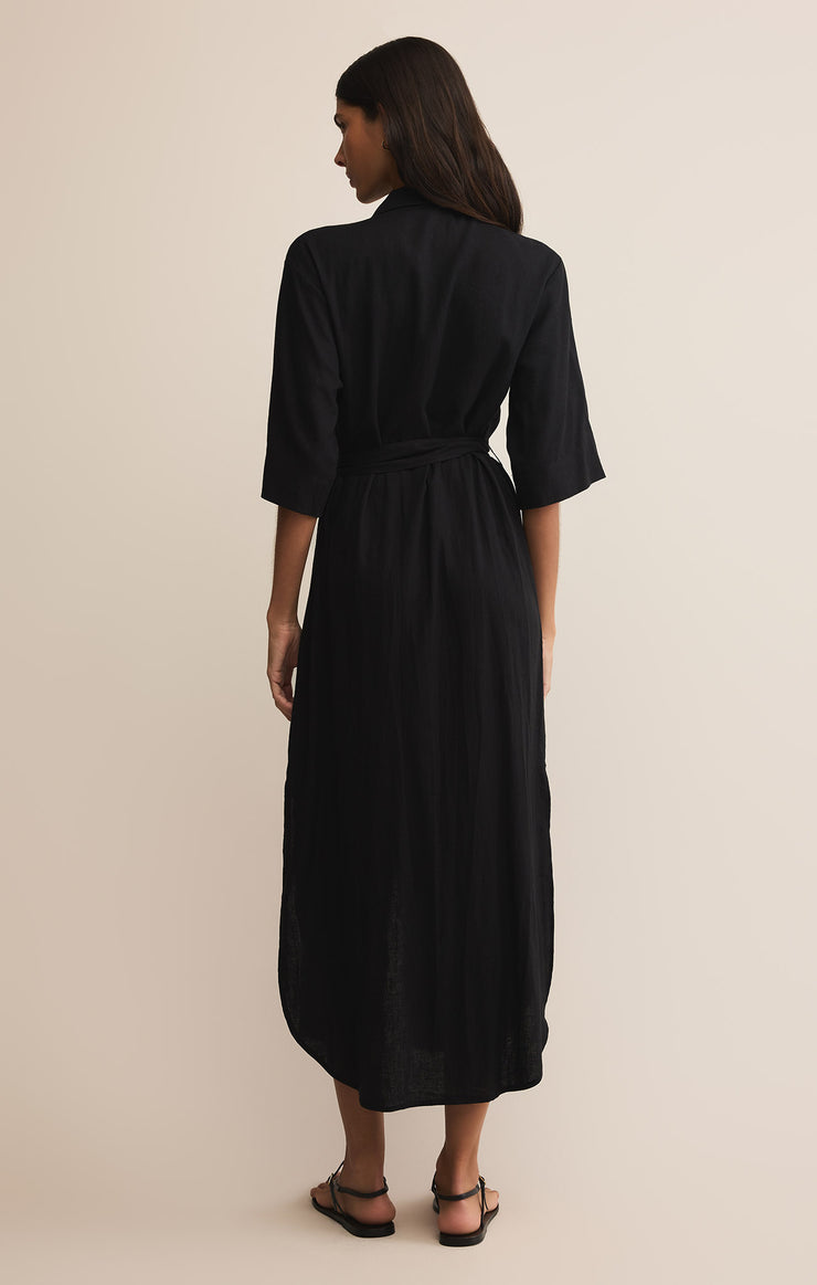 Dresses Brise Linen Midi Shirt Dress Black