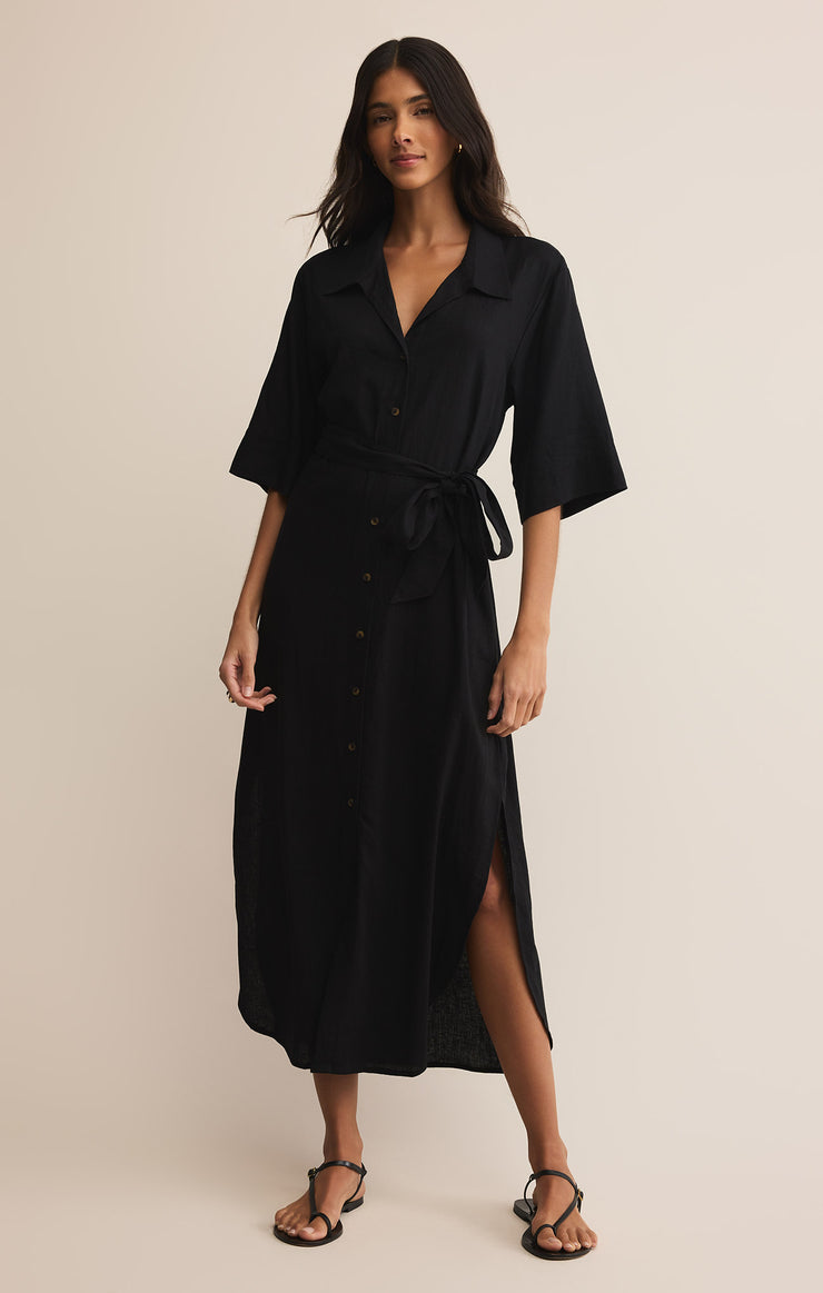 Dresses Brise Linen Midi Shirt Dress Black