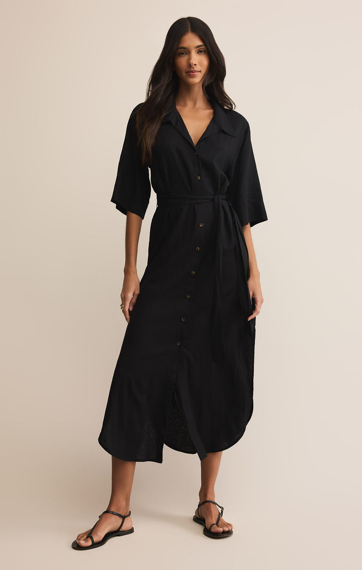 Dresses Brise Linen Midi Shirt Dress Black