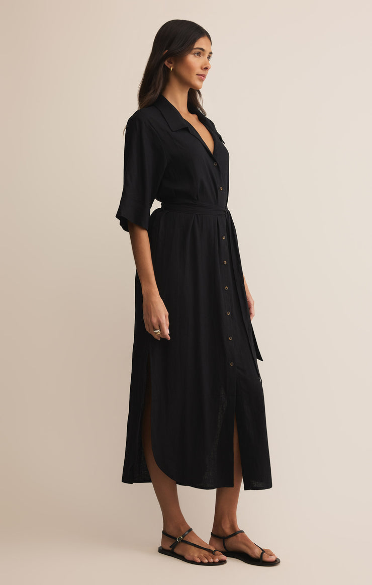Dresses Brise Linen Midi Shirt Dress Black