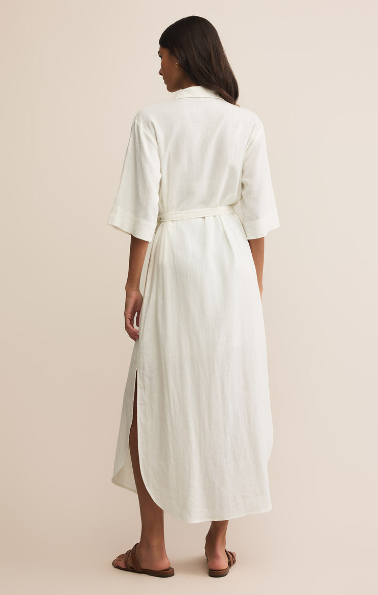 Dresses Brise Linen Midi Shirt Dress White
