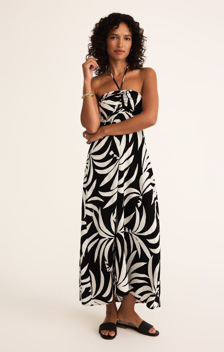 Dresses Elodi Palm Floral Midi Dress Black