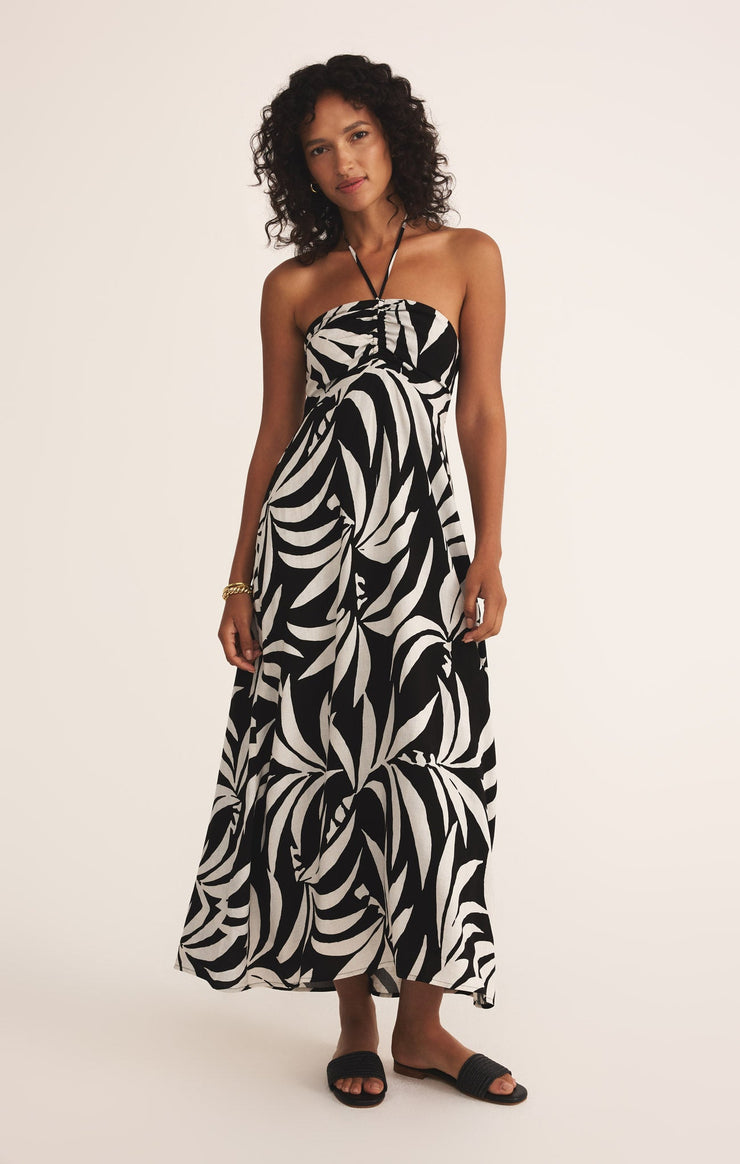 Dresses Elodi Palm Floral Midi Dress Black