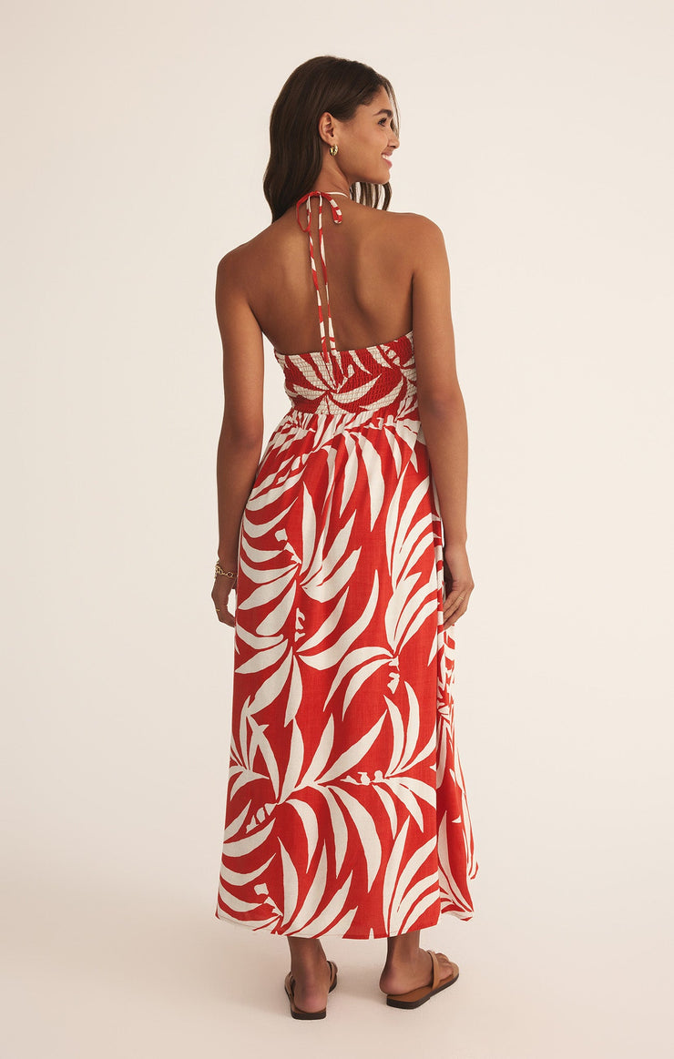 Dresses Elodi Palm Floral Midi Dress Cabana Red