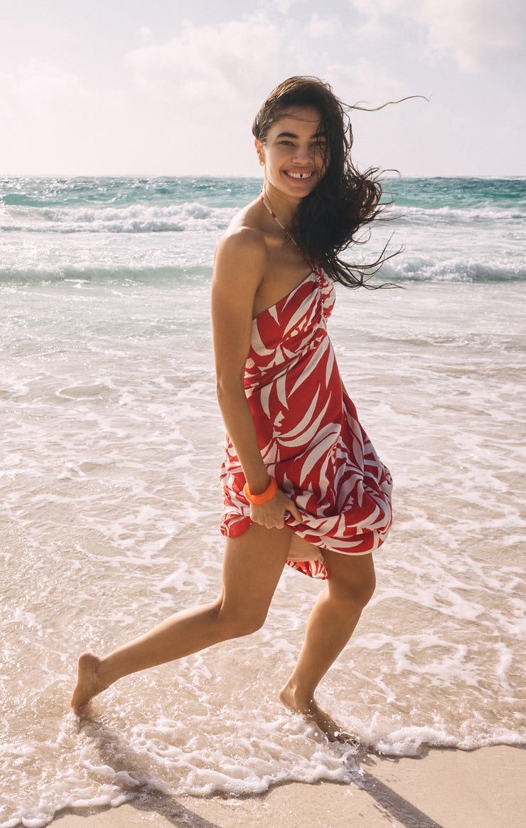 Dresses Elodi Palm Floral Midi Dress Cabana Red