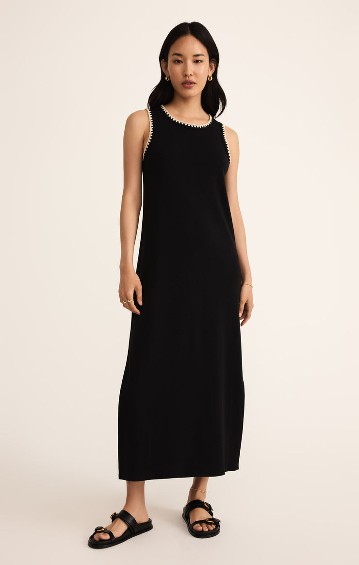 Dresses Delamer Whipstitch Rib Midi Dress Black