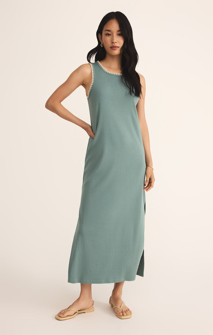 Dresses Delamer Whipstitch Rib Midi Dress Sea Pine