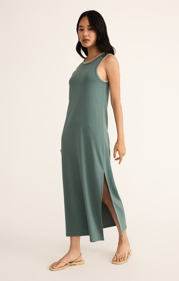 Dresses Delamer Whipstitch Rib Midi Dress Sea Pine