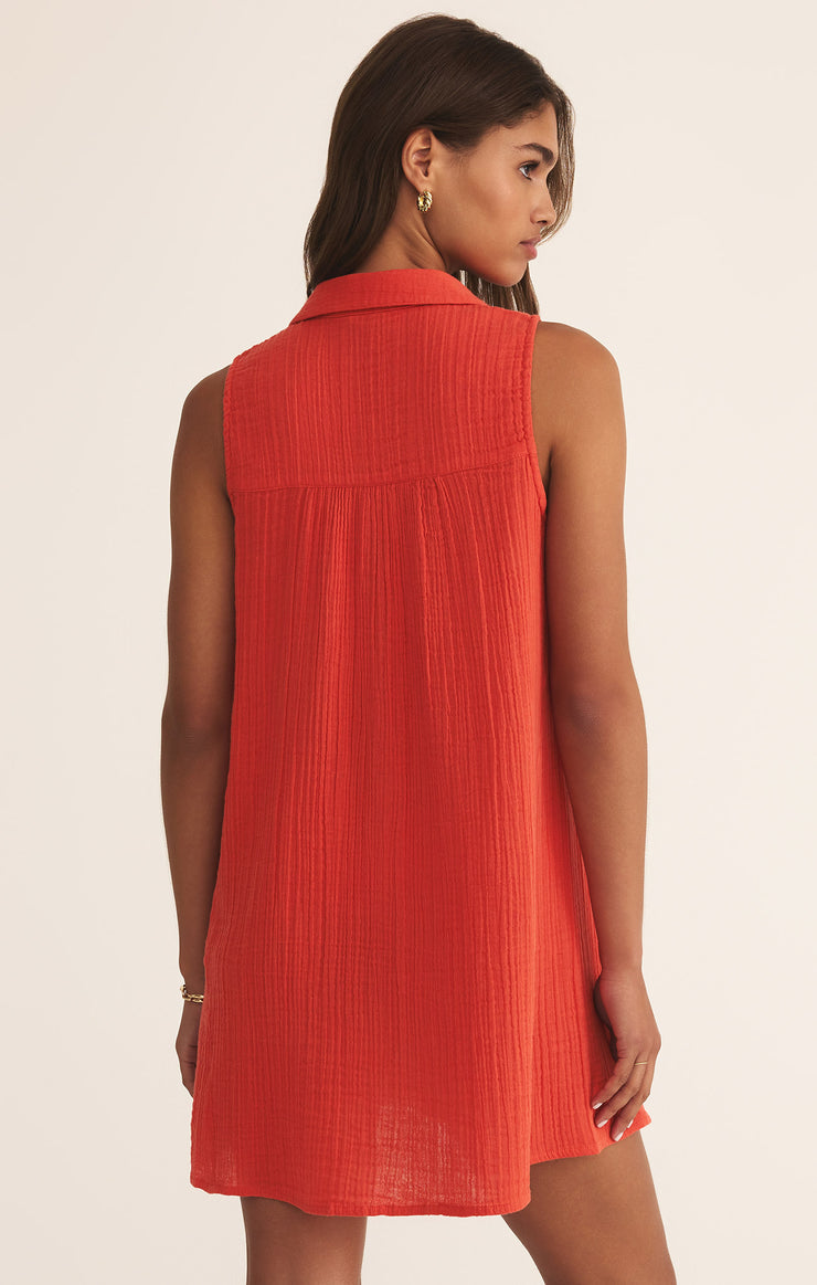 Dresses New Light Gauze Mini Dress Blood Orange