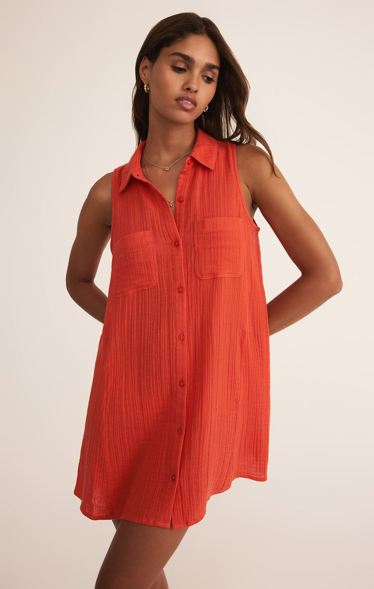 Dresses New Light Gauze Mini Dress Blood Orange