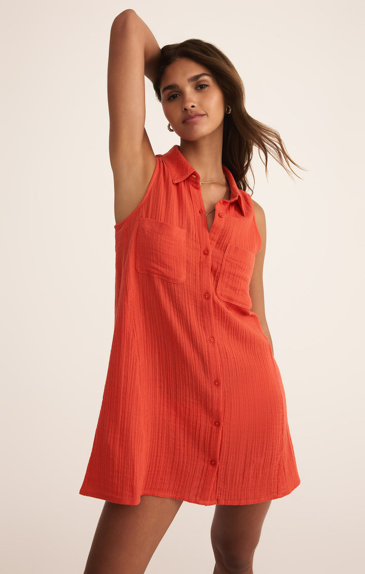 Dresses New Light Gauze Mini Dress Blood Orange