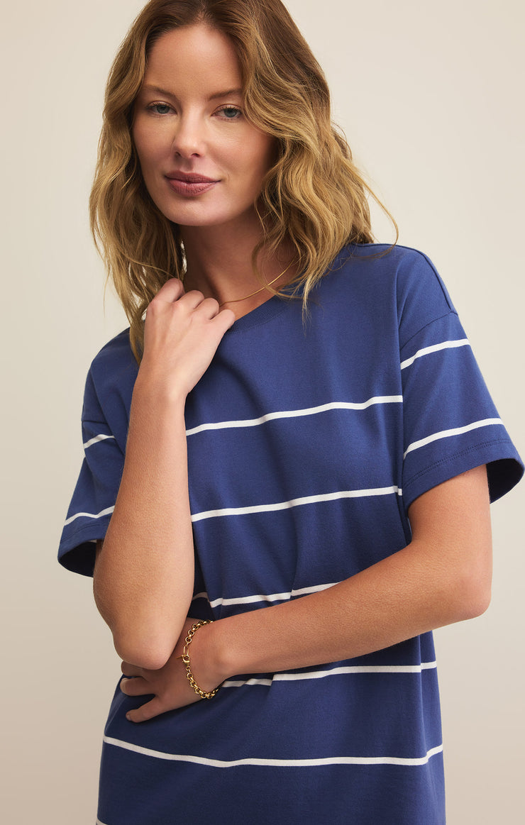Dresses Sway Stripe Mini Tee Dress Yacht Blue