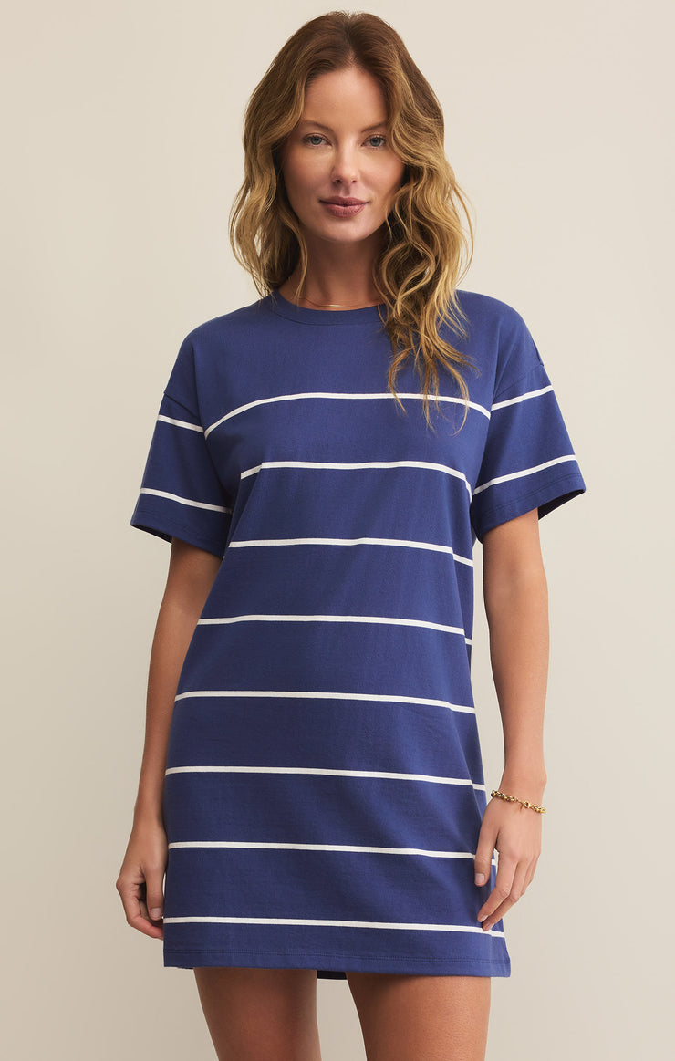 Dresses Sway Stripe Mini Tee Dress Yacht Blue