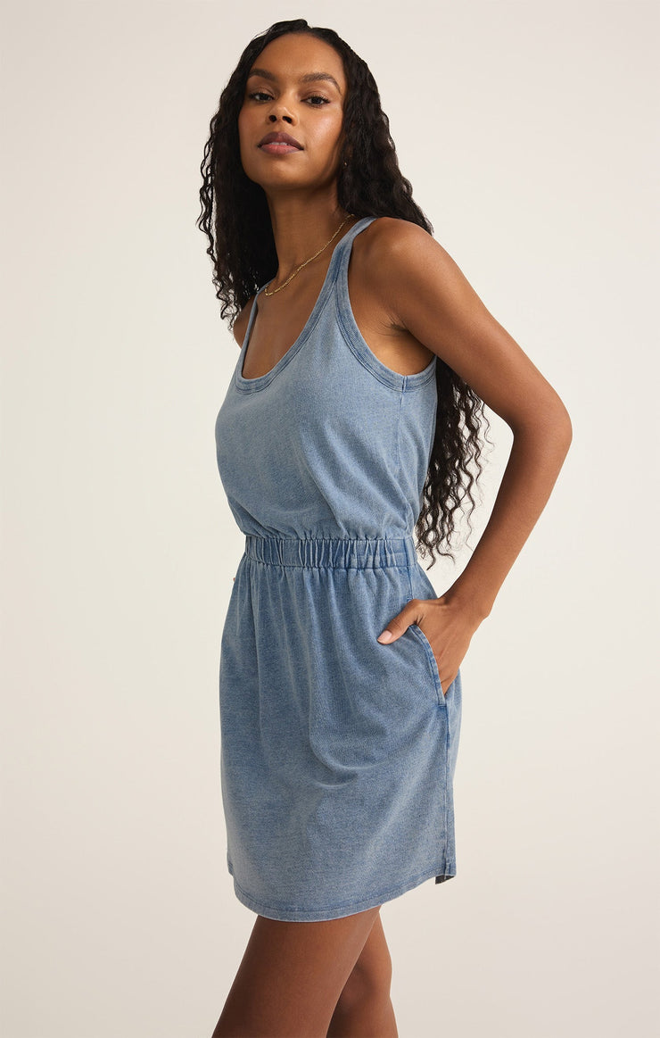 Dresses Keegan Jersey Denim Mini Dress Keegan Jersey Denim Mini Dress