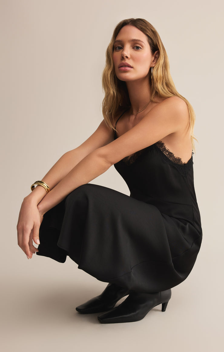 Dresses After Hours Luxe Satin Midi Dress Black