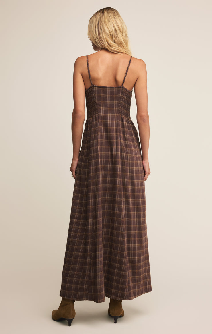 Dresses Angel Eyes Plaid Midi Dress Chocolate Cherry