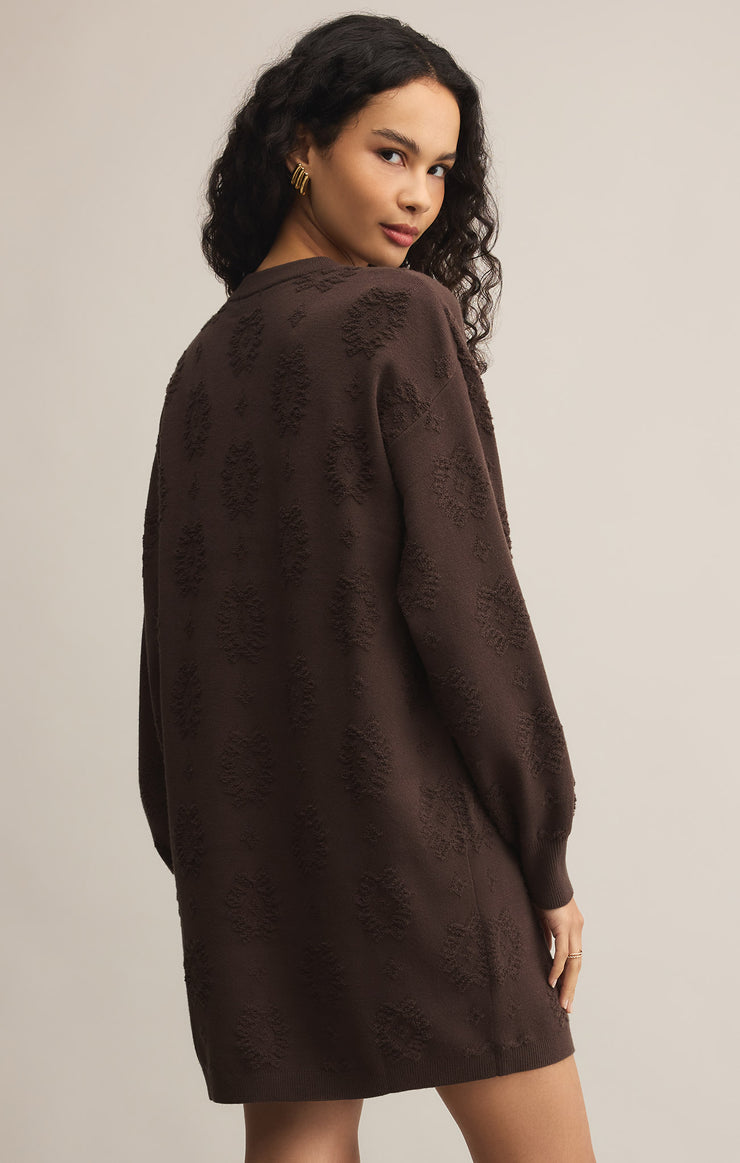 Dresses Amina Jacquard Sweater Dress Chocolate Brown