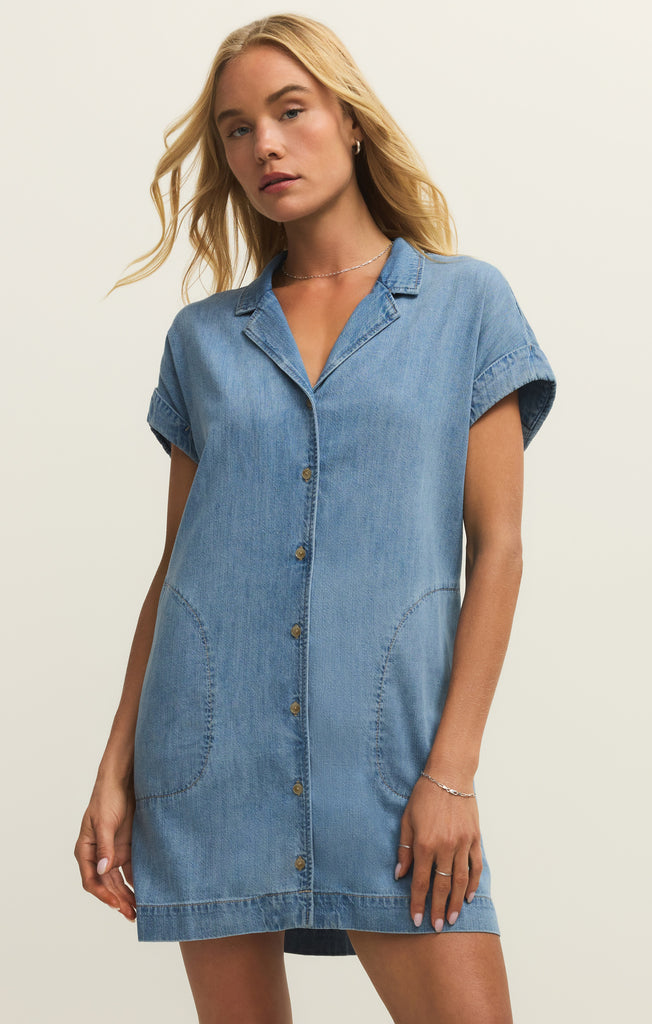 Z Supply Napa Denim Mini Dress Shoreline / S Z Supply Napa Denim Mini Dress Shoreline / S