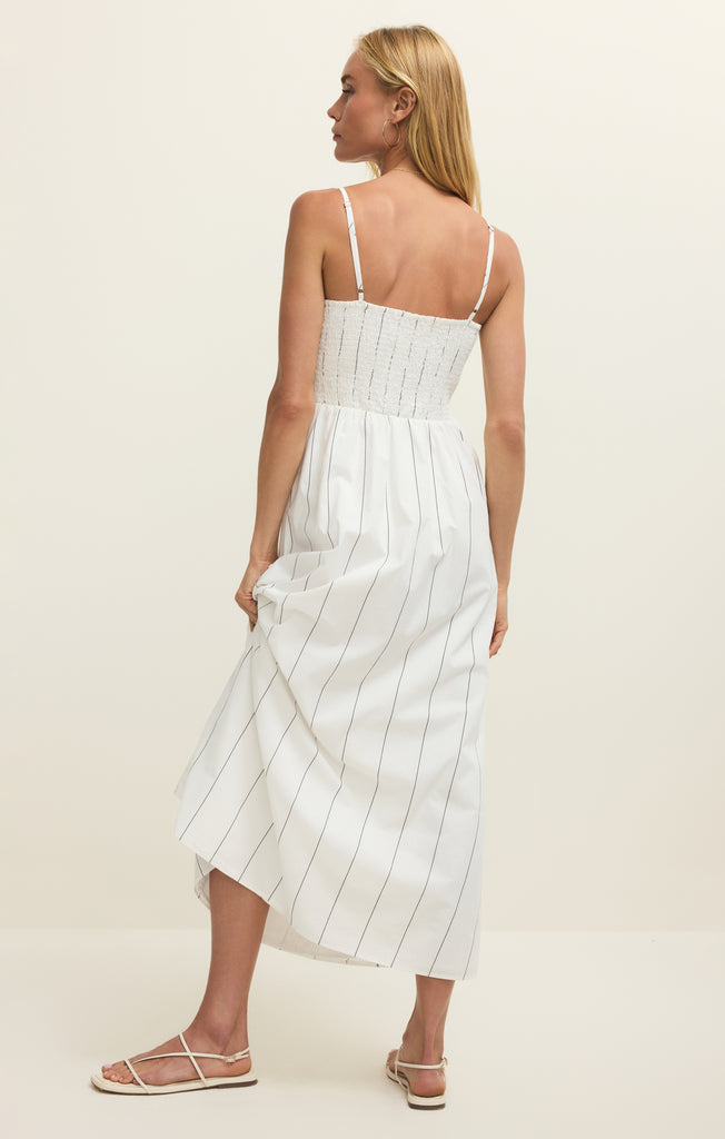 white dress with black stripes Bayside Stripe Maxi Dress