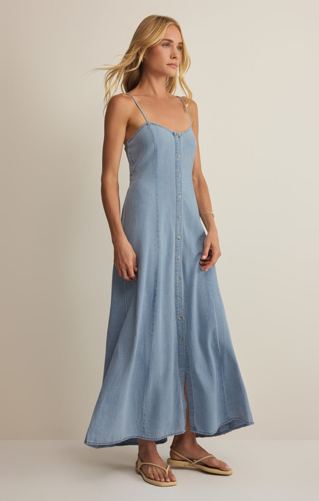 Z SUPPLY Women's Angel Eyes Chambray Midi Dress, Lake Blue