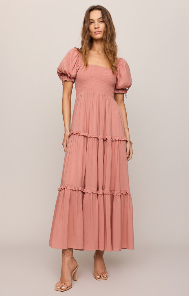 pink long dress with puff sleeves Eliora Smocked Maxi Dress – Z SUPPLY