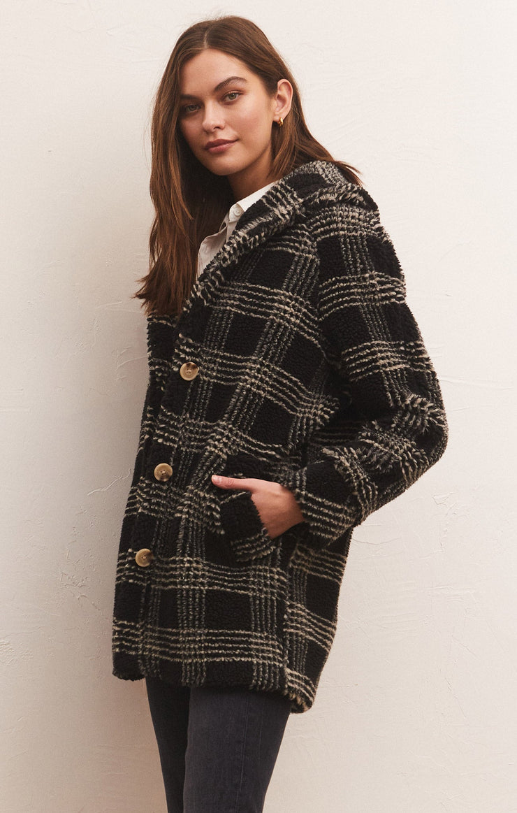 Jackets Hastings Sherpa Plaid Coat Black