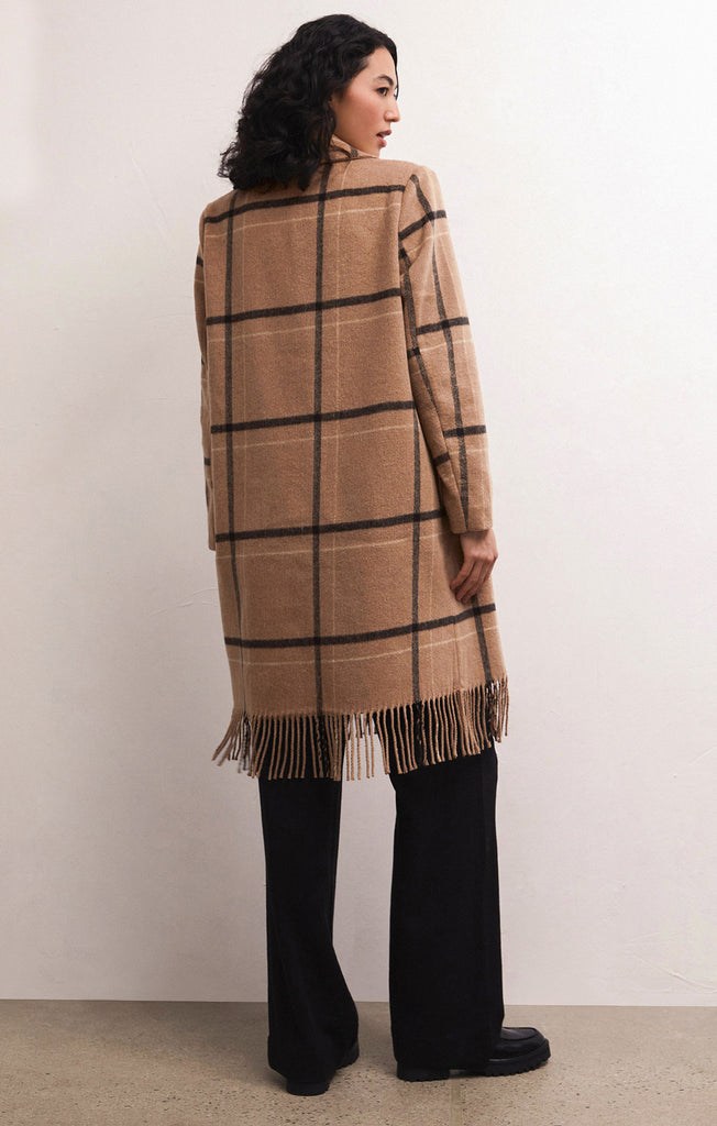 Ynez Fringed Plaid Coat