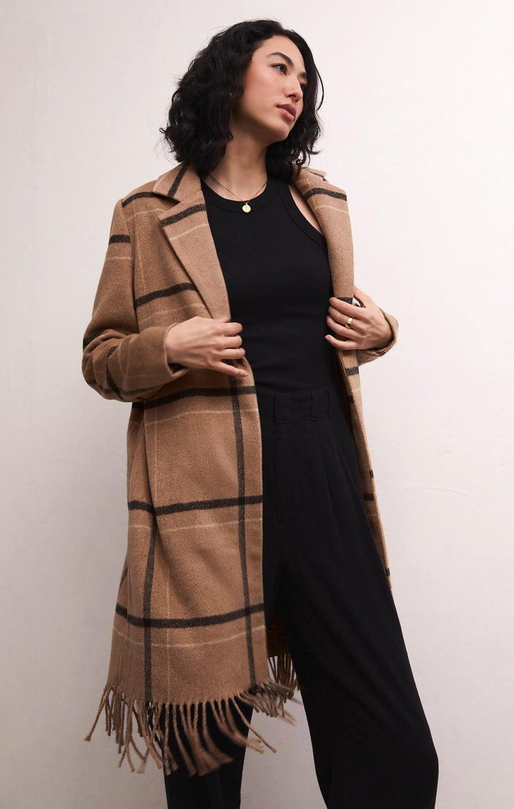 Jackets Ynez Fringed Plaid Coat Ynez Fringed Plaid Coat