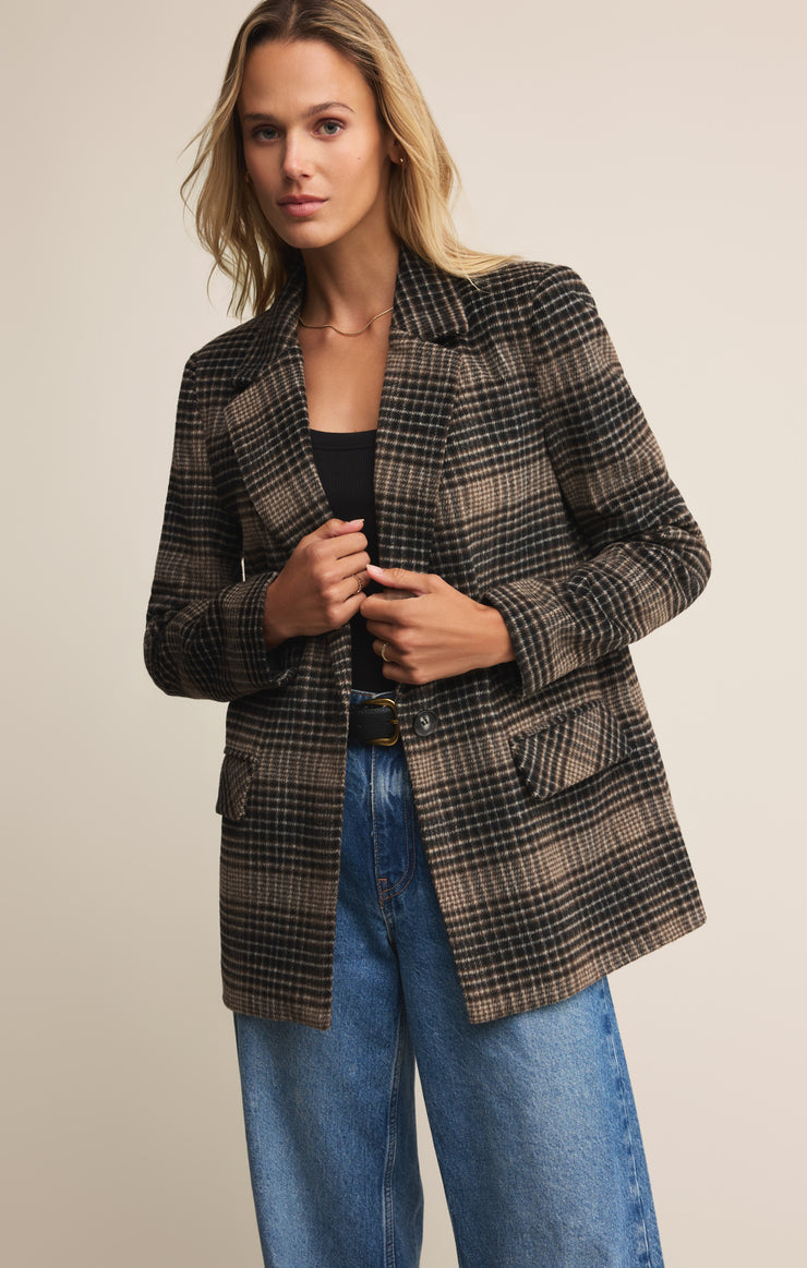 Jackets Kingston Relaxed Plaid Blazer Latte