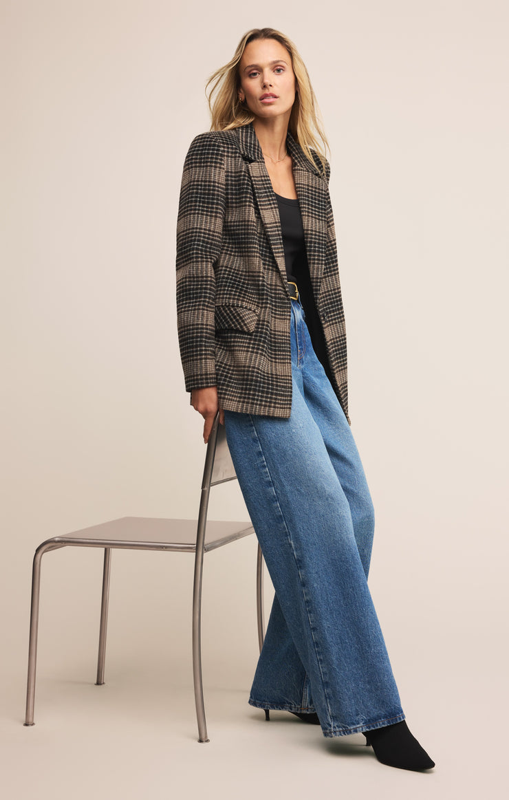 Jackets Kingston Relaxed Plaid Blazer Latte
