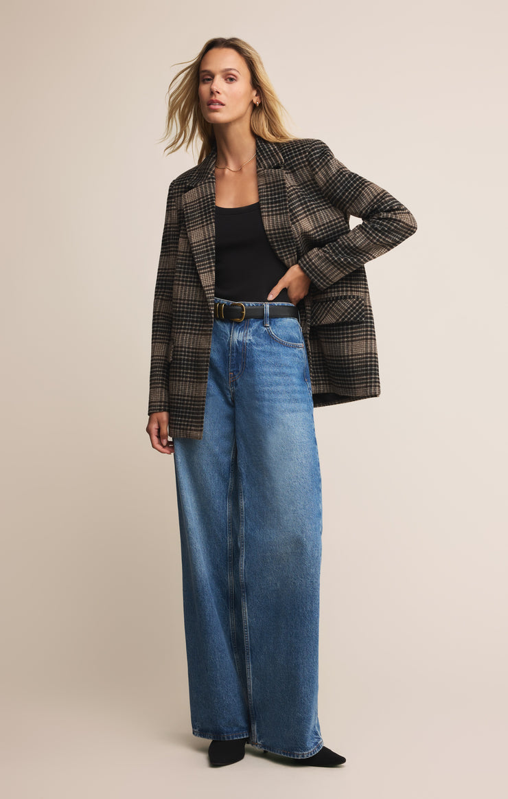 Jackets Kingston Relaxed Plaid Blazer Latte