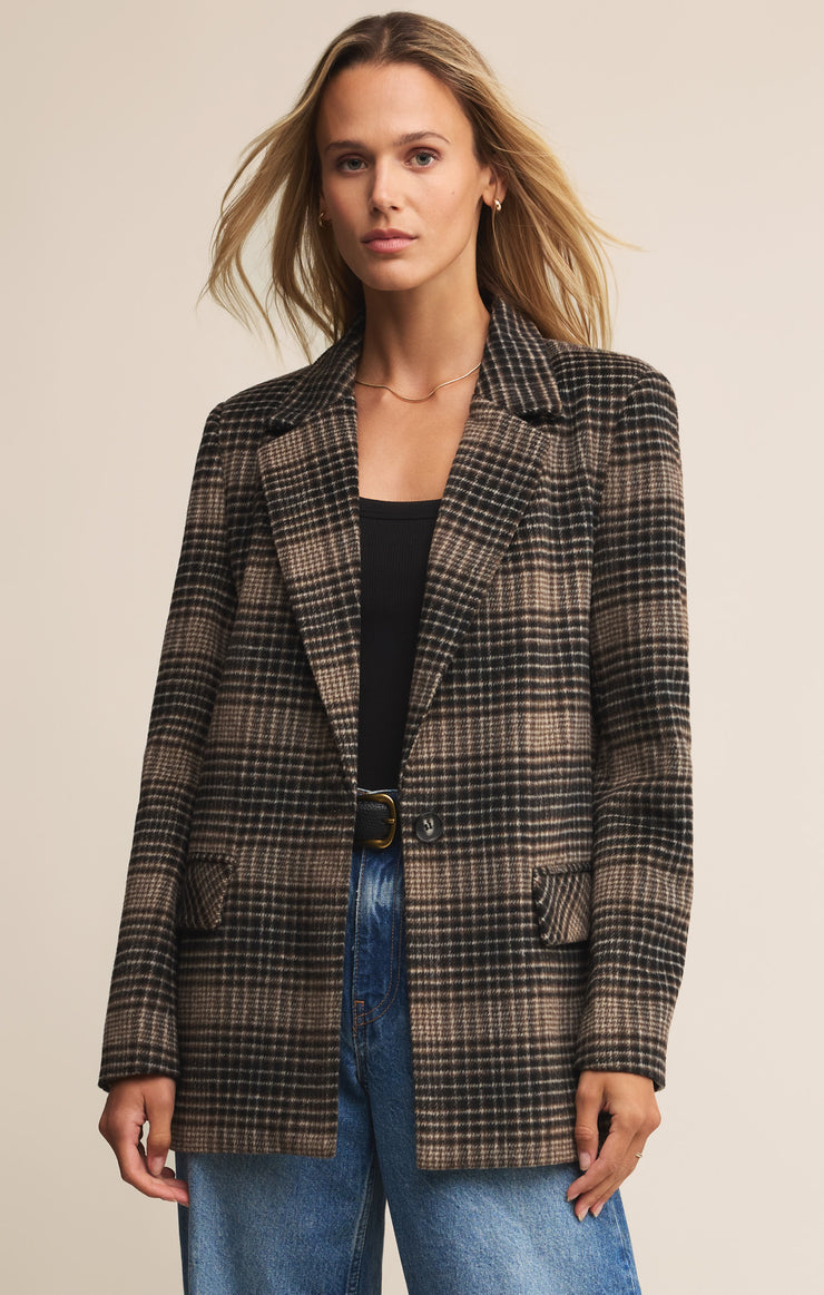 Jackets Kingston Relaxed Plaid Blazer Latte