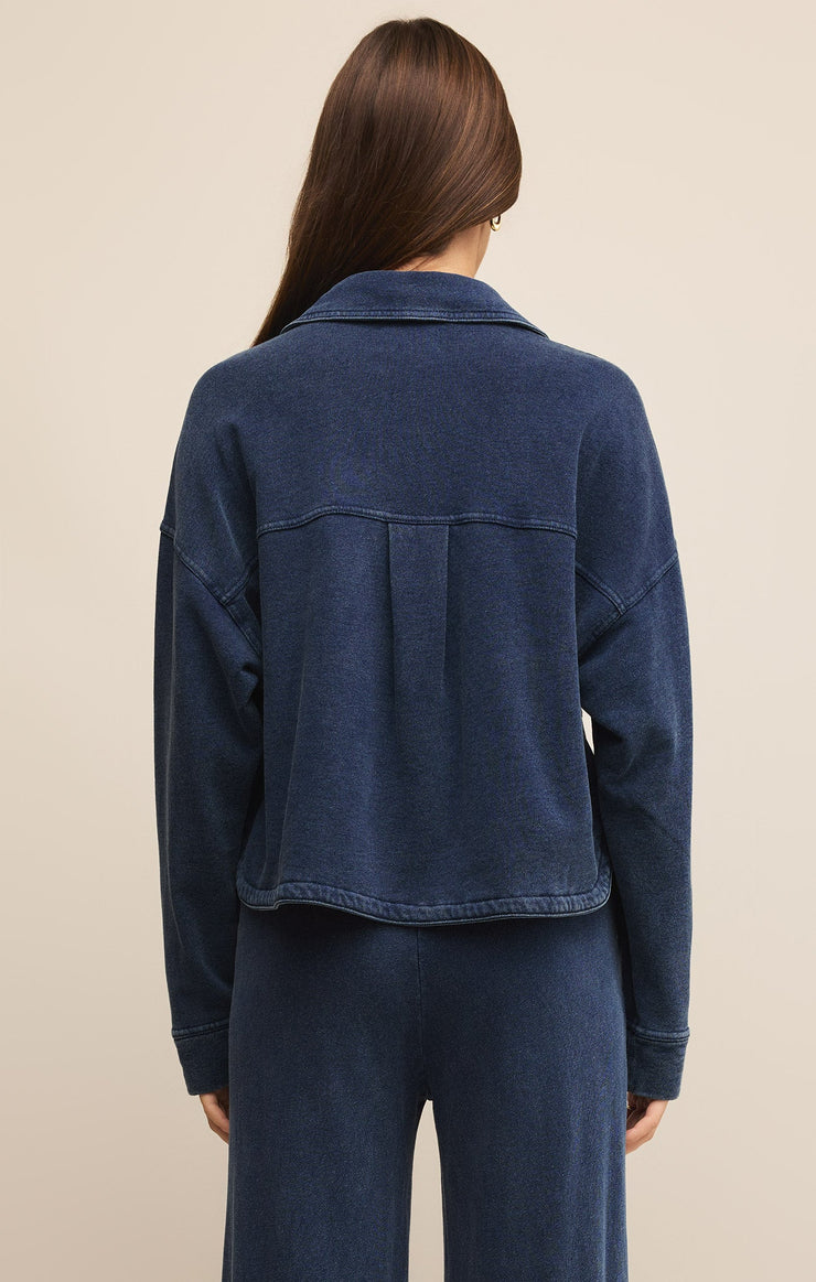 Jackets All Day Cropped Knit Denim Jacket Indigo