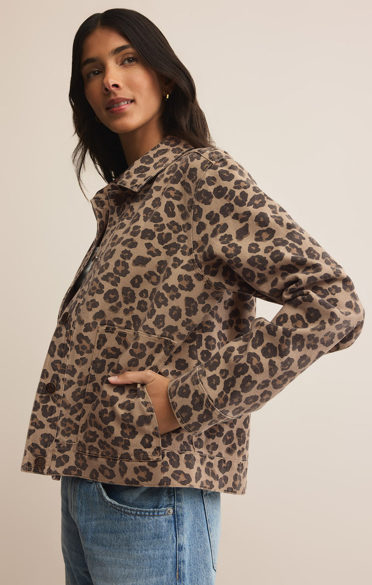 Jackets Bel Air Leopard Denim Jacket Desert Tan
