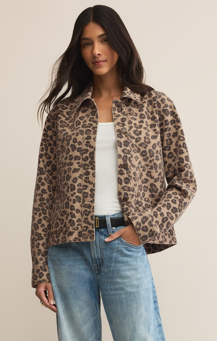 Jackets Bel Air Leopard Denim Jacket Desert Tan